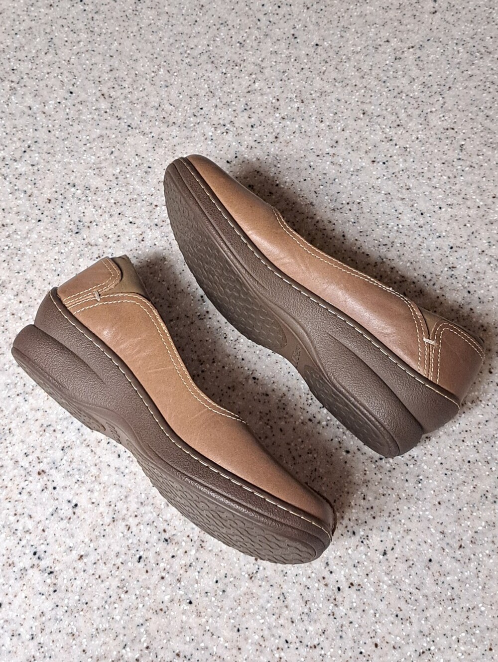 L.L.Bean Leather Split Toe Slip-On Wedge Loafers Brown Comfort Shoes Size 7 W - Picture 6 of 12